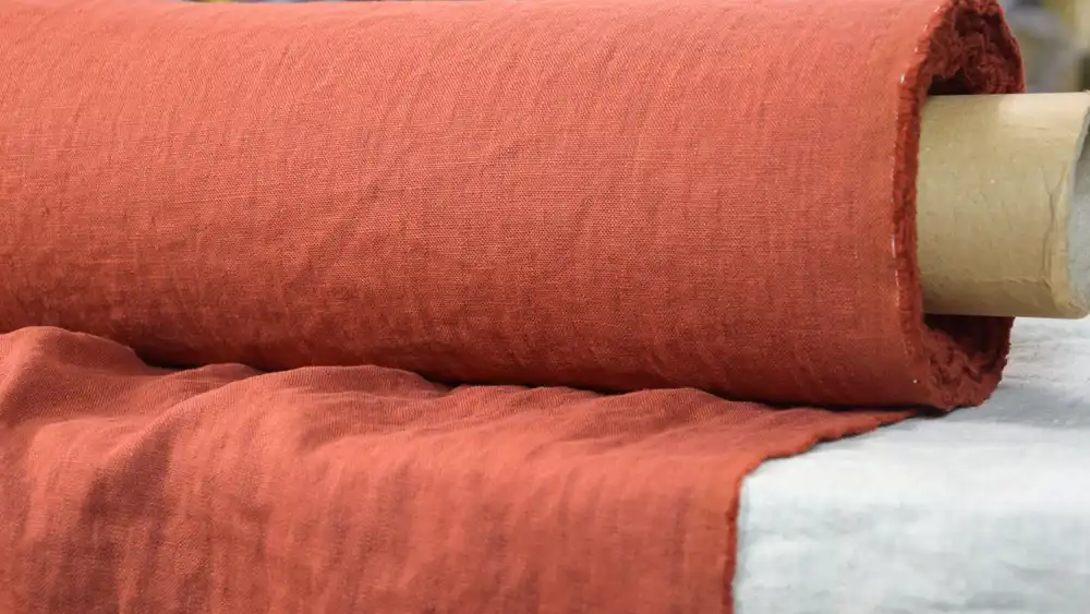 rust colored linen fabric