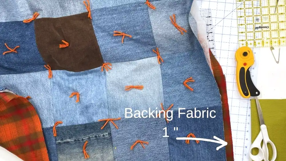 binding a quilt with backing fabric