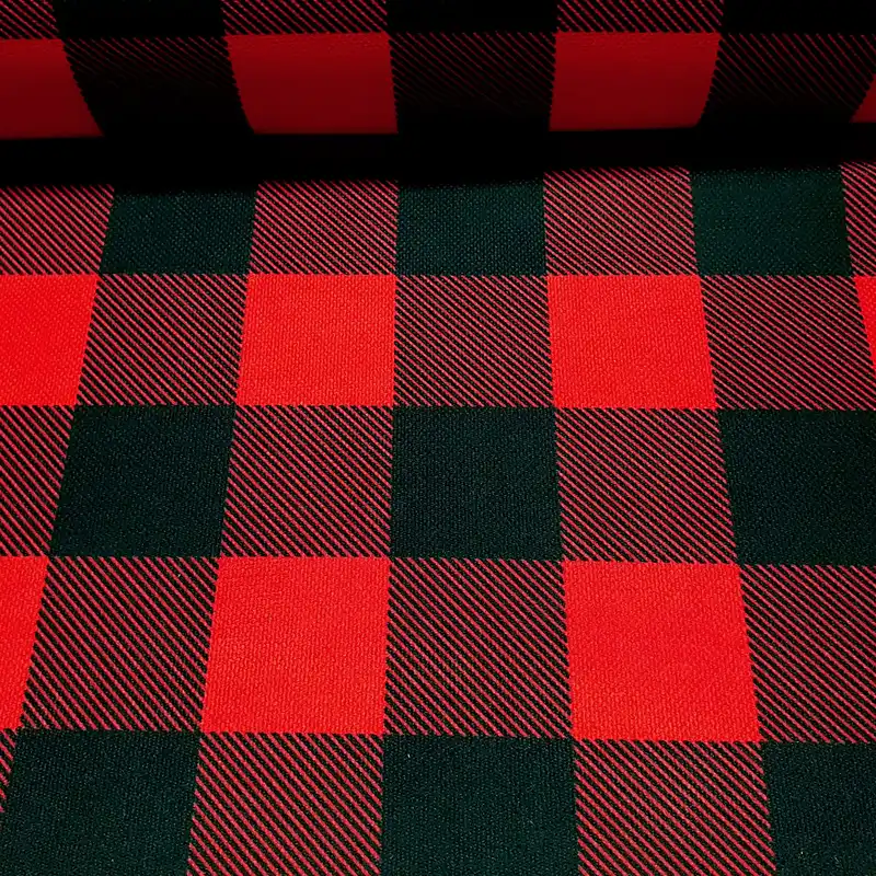 black and red gingham fabric