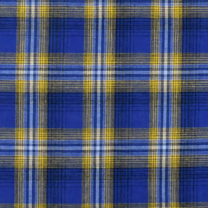 blue and yellow gingham fabric