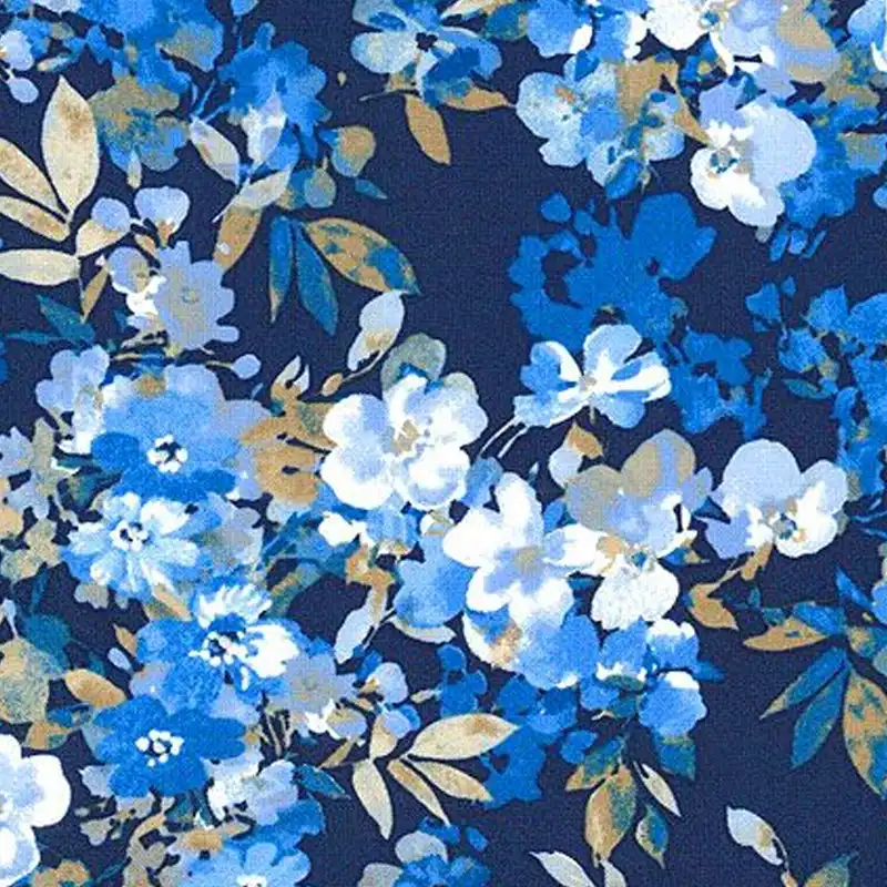 blue floral quilt fabric