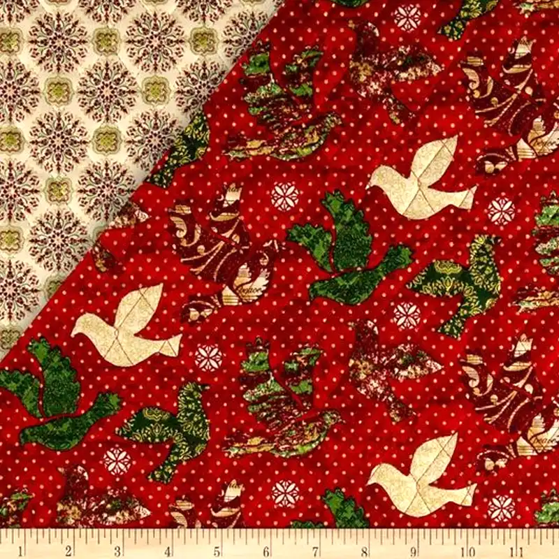 double sided pre quilted christmas fabric