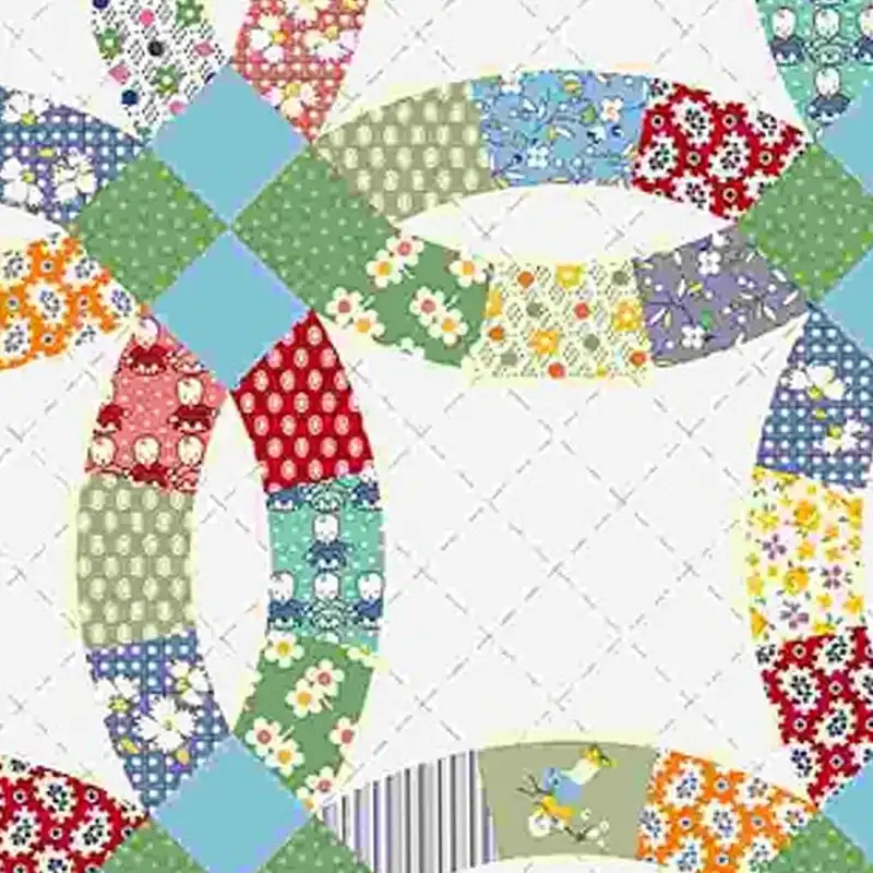 double wedding ring cheater quilt fabric