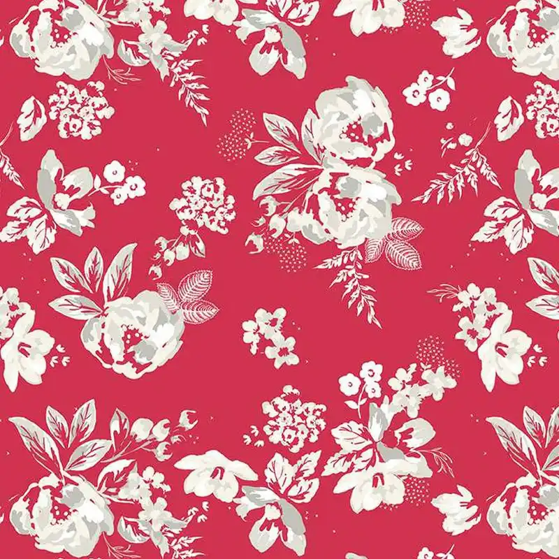 red floral quilting fabric