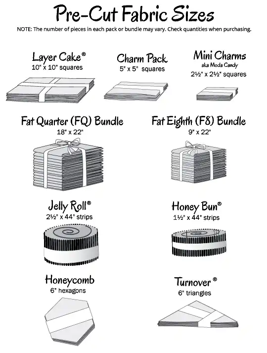 sizes of precut quilting fabric