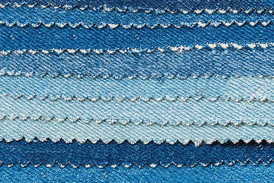 Blue Patchwork Denim Fabric