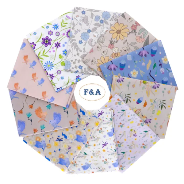 F and A 10pcs Flower Power Fat Quarter Bundle