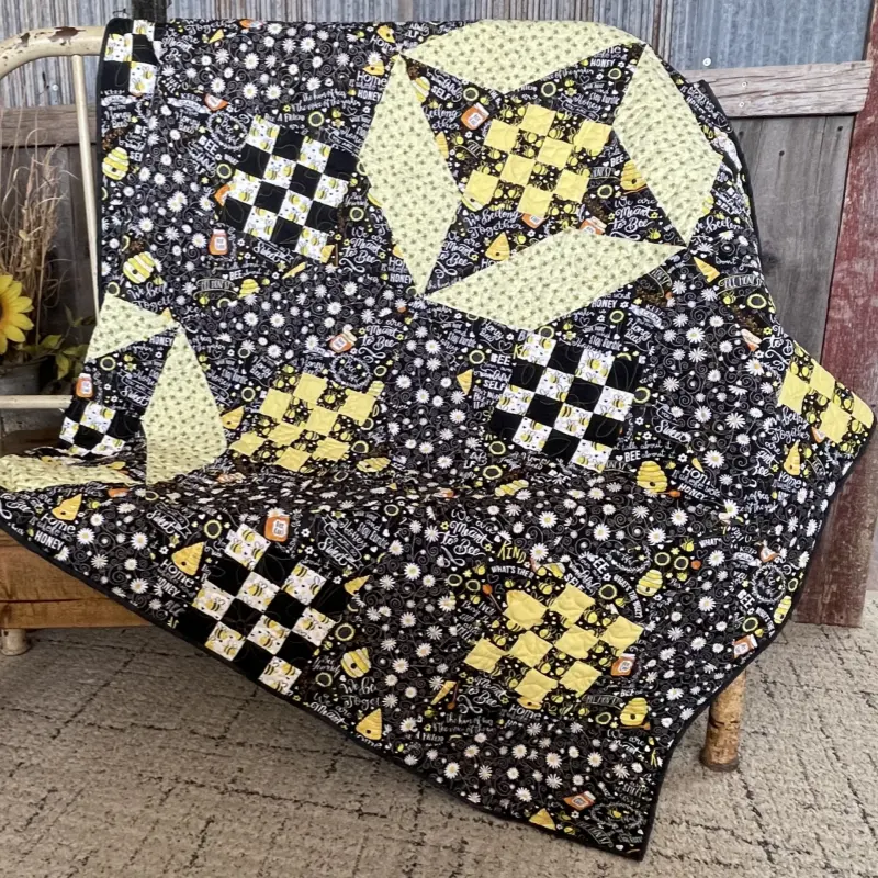bee fabric patchwork quilt