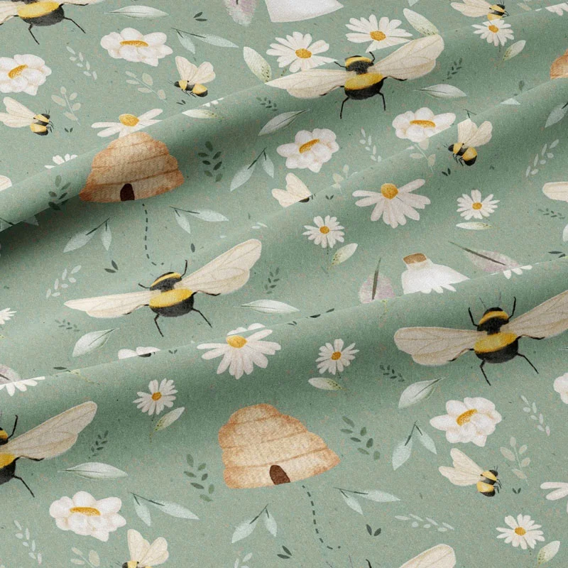 bee print cotton fabric