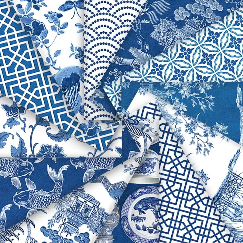 blue and white quilting fabric