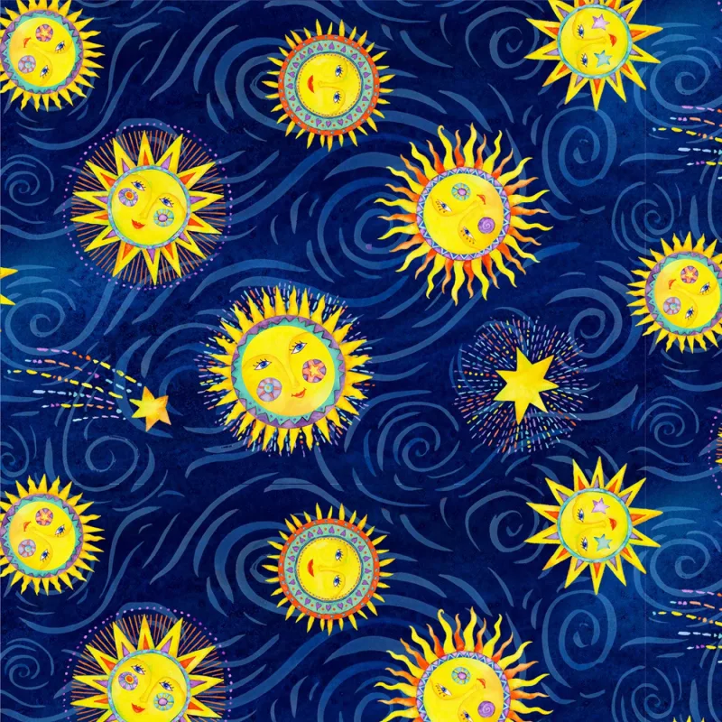 blue and yellow quilt fabric