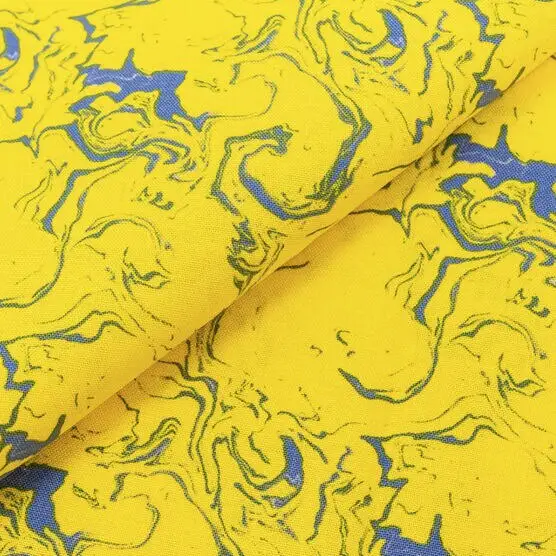 blue and yellow quilting fabric