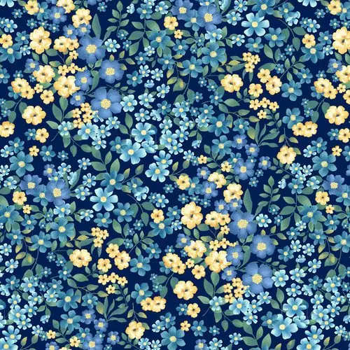 blue floral quilting fabric