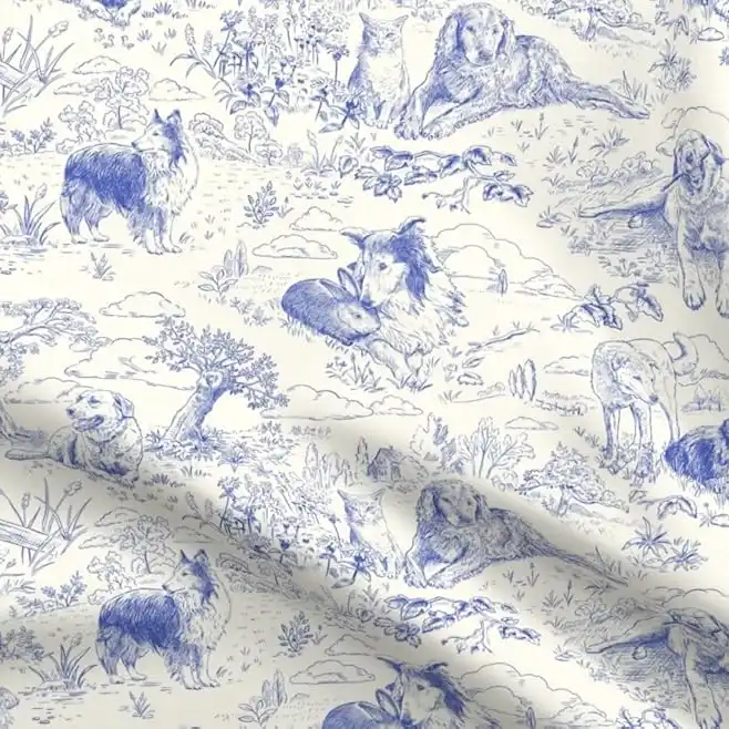 blue toile quilt fabric