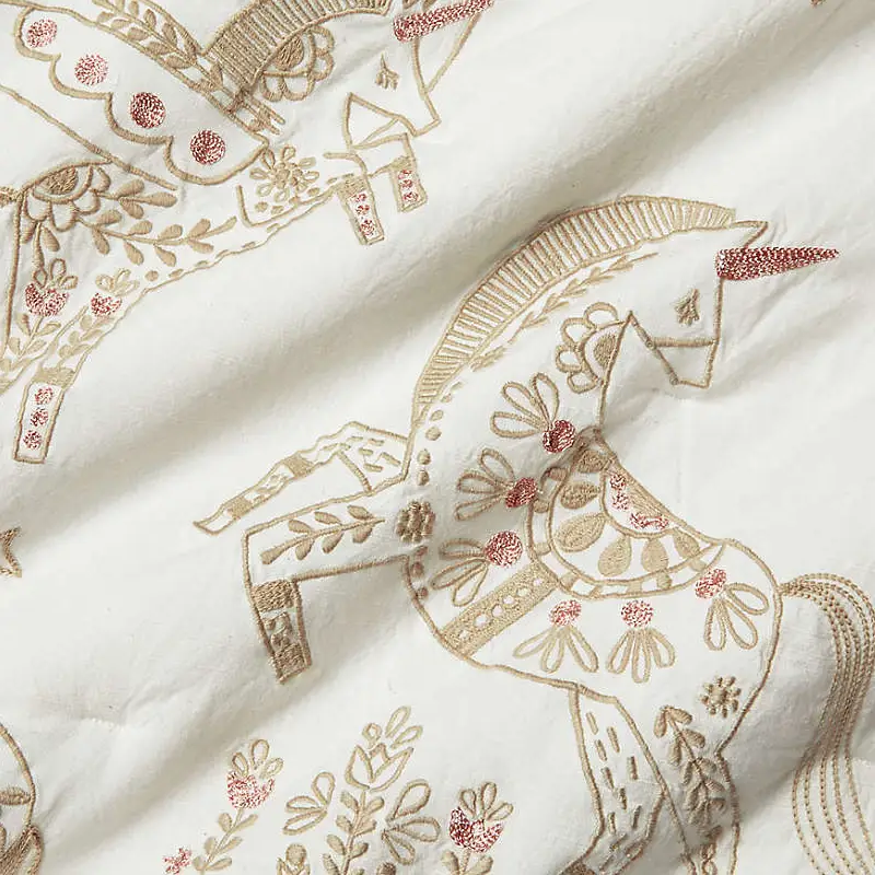 embroidered unicorn quilting fabric