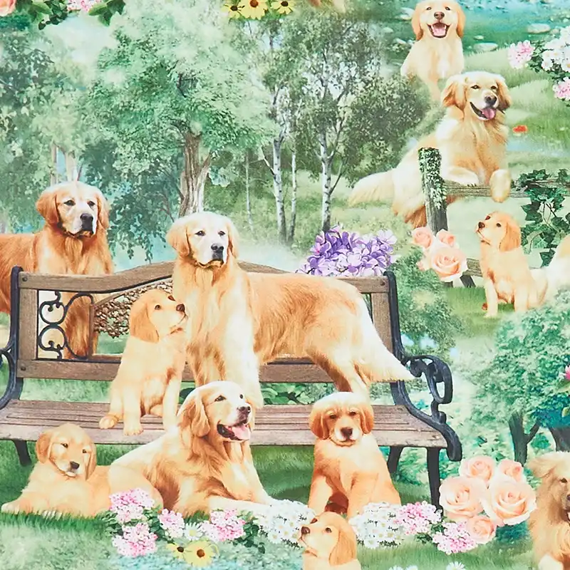 golden retriever quilt fabric