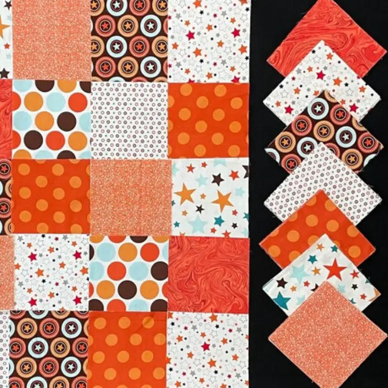 orange pre cut quilting fabric