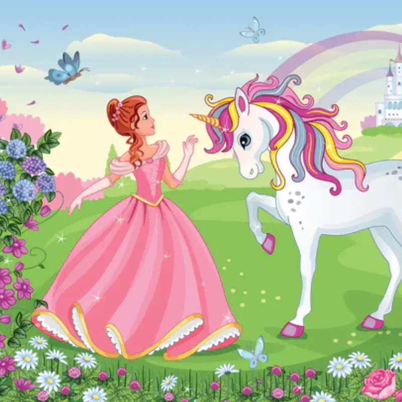 princess with unicorn quilting fabric