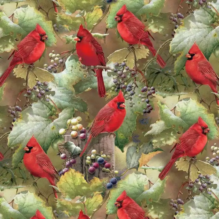 red bird quilt fabric
