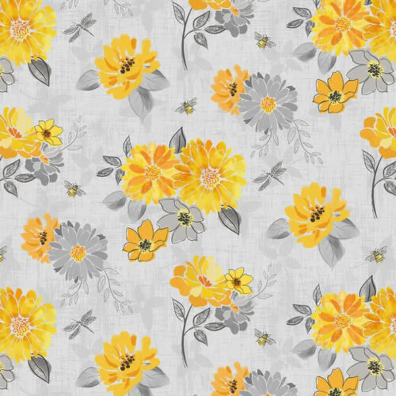 yellow and grey quilting fabric