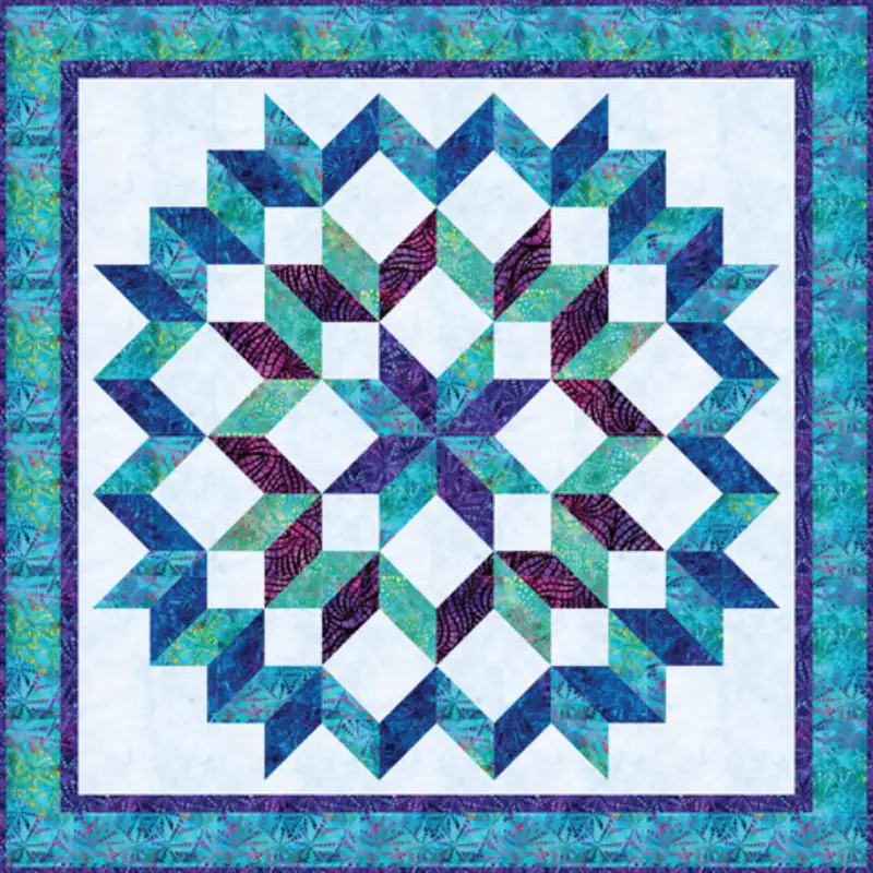 Blue kaleidoscope quilting fabrics