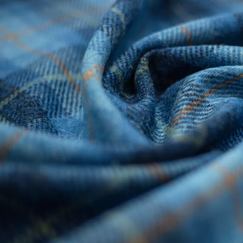 Checkered blue corduroy fabric