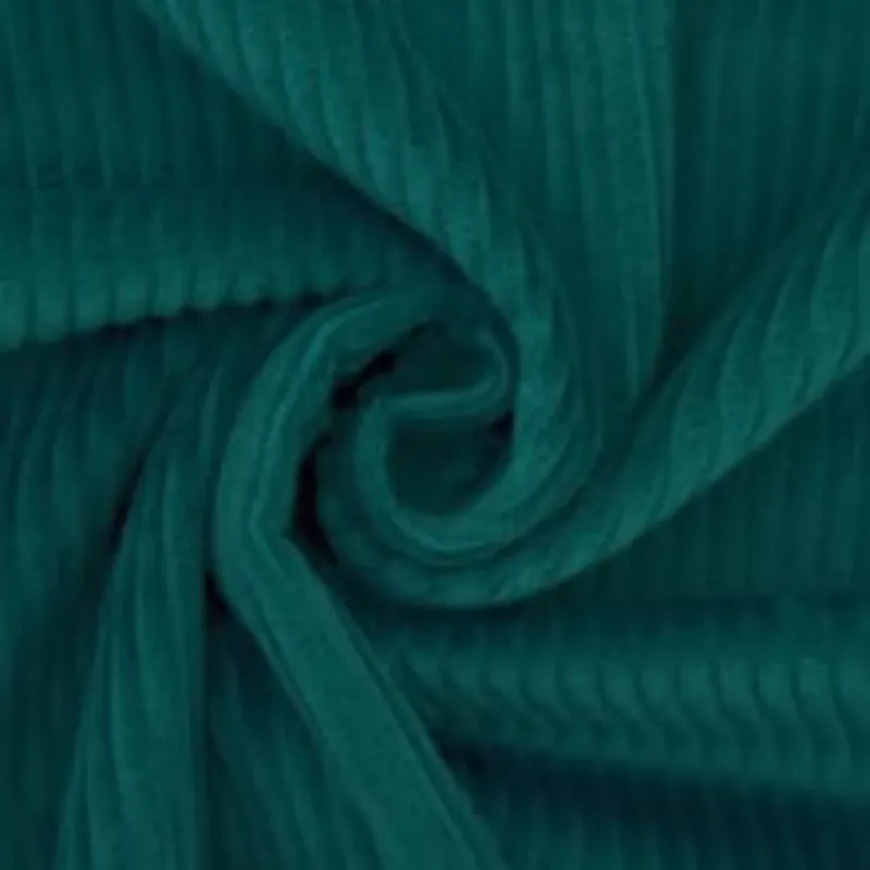 Cotton polyester blended green corduroy fabric