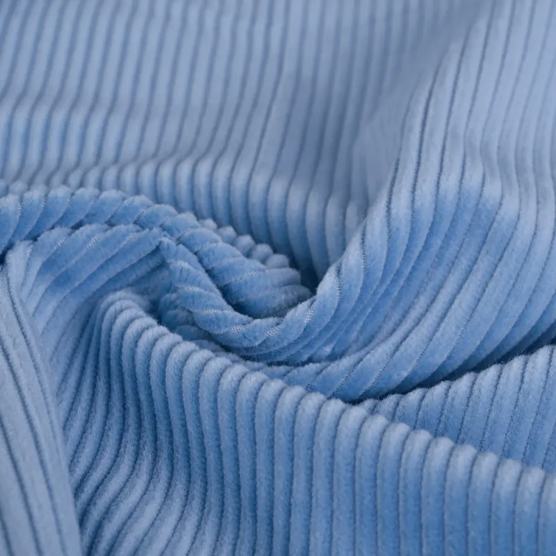 Glossy Finish blue corduroy fabric