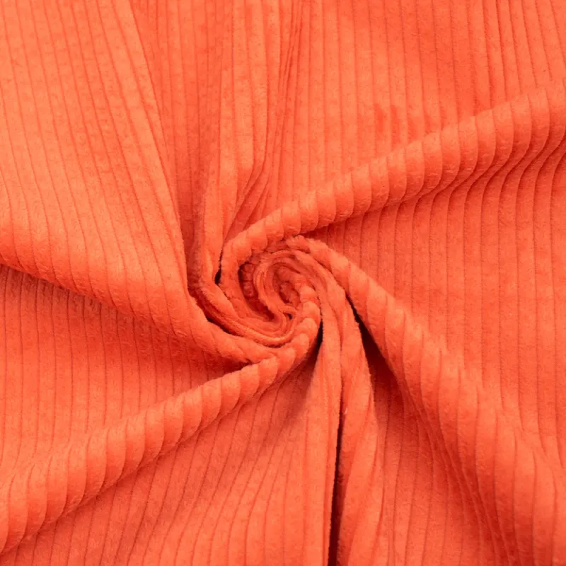 Medium intensity orange corduroy fabric