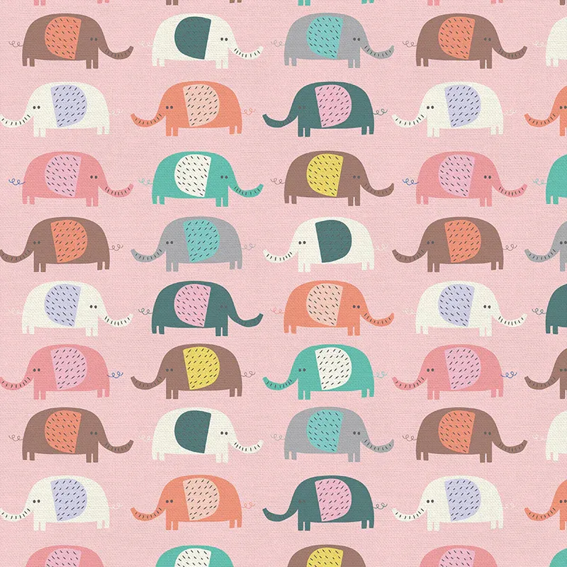 Pastel elephant quilting fabric