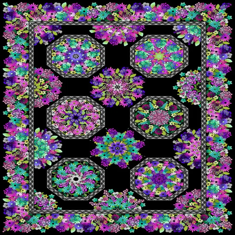 Purple kaleidoscope quilting fabrics