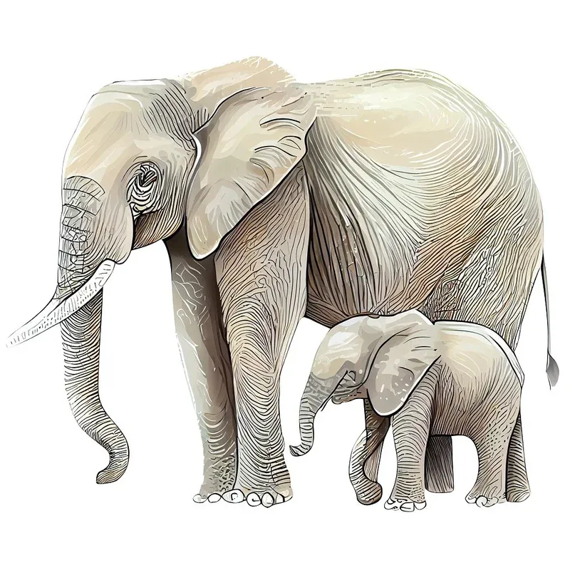 Realistic elephant quilting fabric