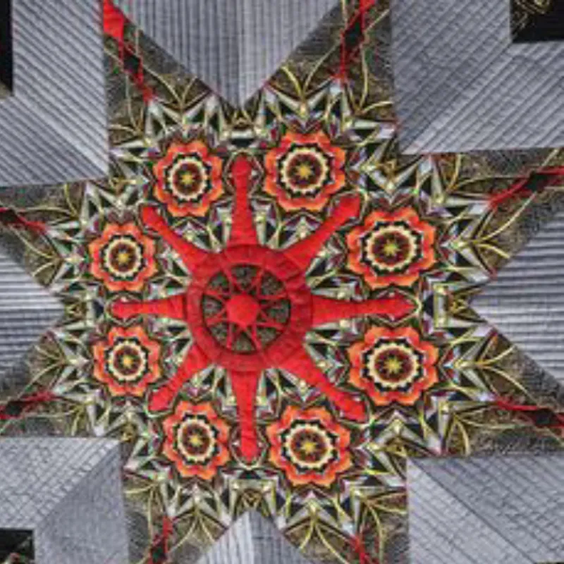 Red kaleidoscope quilting fabrics