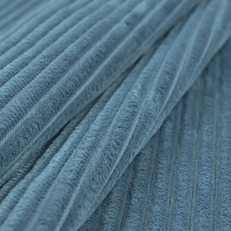 Thick blue corduroy fabric