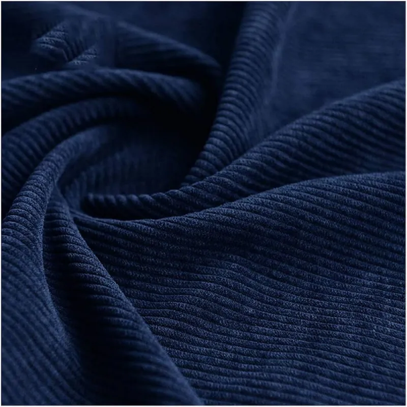 Thin blue corduroy fabric