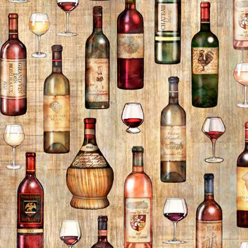 Wine Themed Quilt Fabric Wine bottle