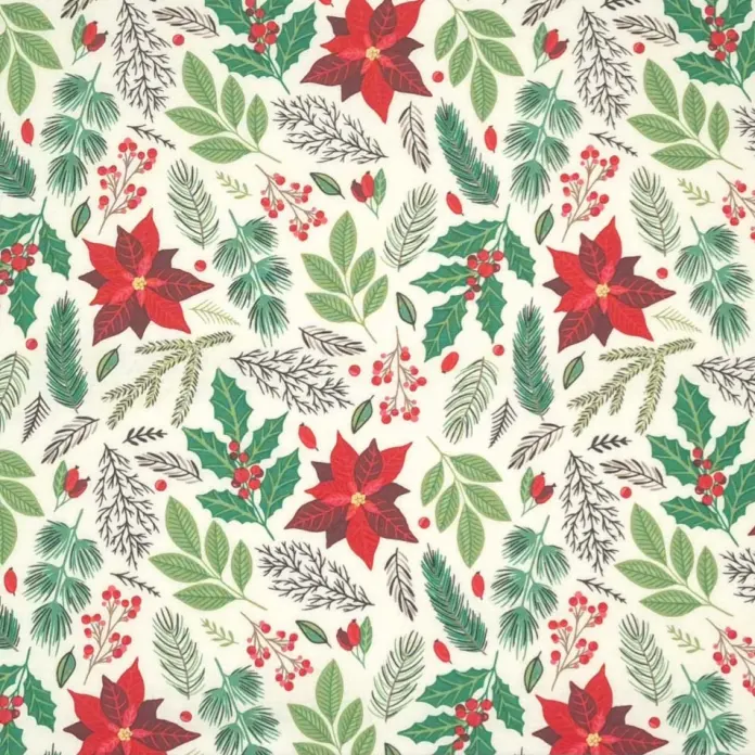 poinsettia winter quilt fabric