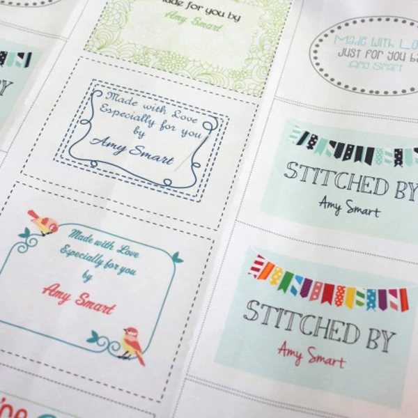 pre printed fabric quilt labels