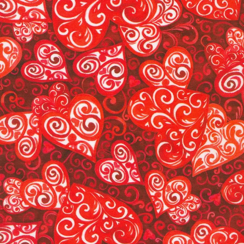red heart valentine quilting fabric