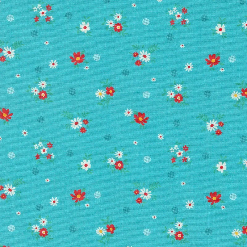 turquoise floral quilting fabric