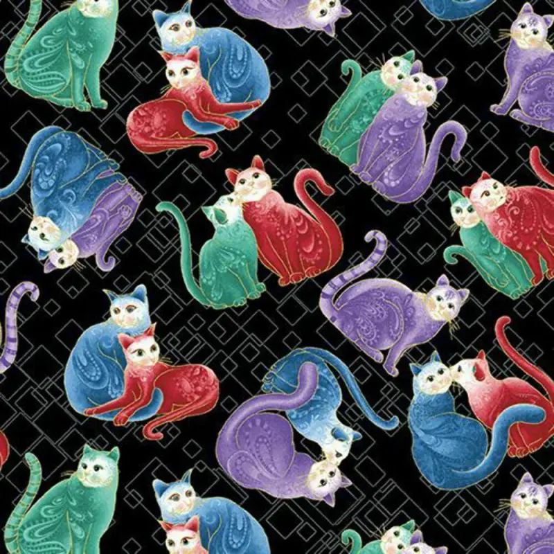 10 inch layer cake cat themed fabric