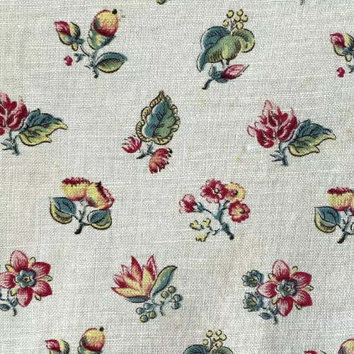 Beige Calico Fabric Floral Design