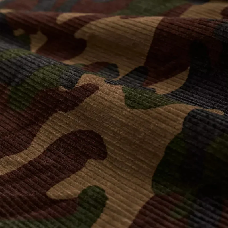 Brown camo corduroy fabric