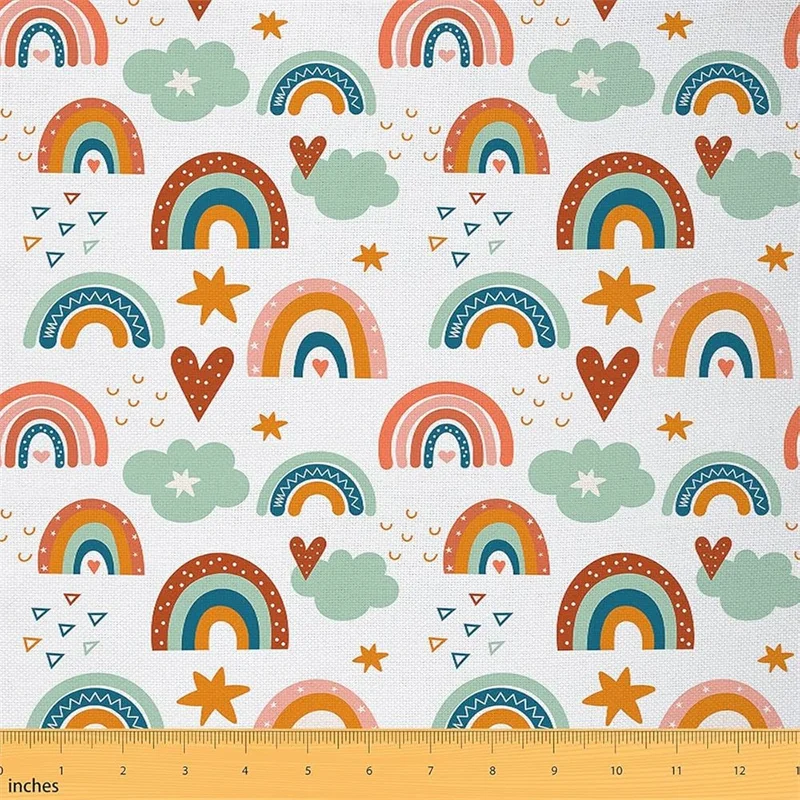 Geometric Rainbow Corduroy Fabric