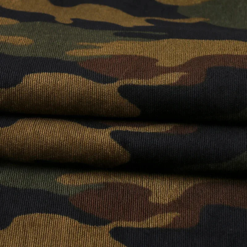 Glossy camo corduroy fabric