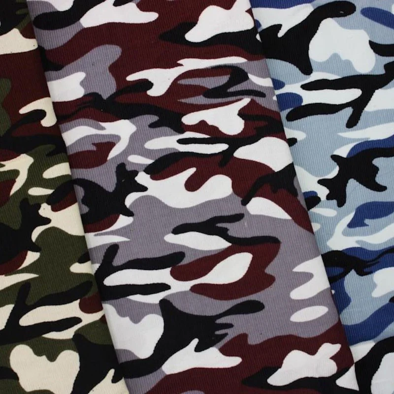 Matte camo corduroy fabric