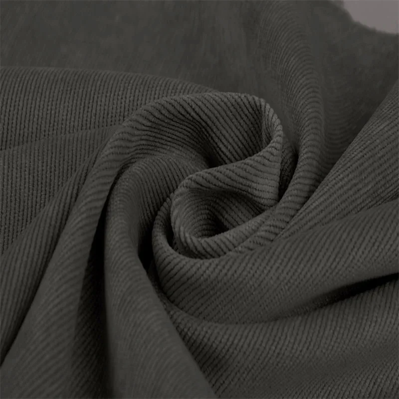 Matte charcoal corduroy fabric