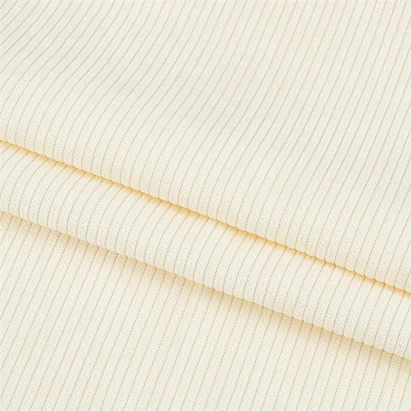 Matte finish white corduroy fabric