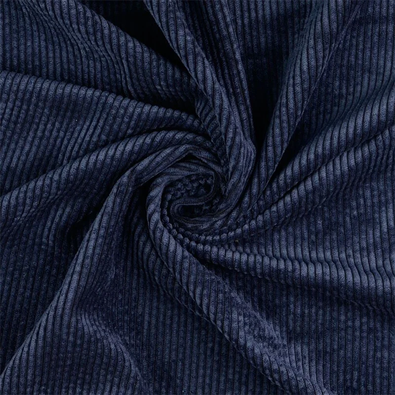 Narrow Stripes navy corduroy fabric