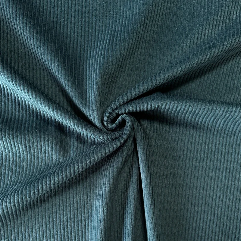 Narrow Stripes teal corduroy fabric
